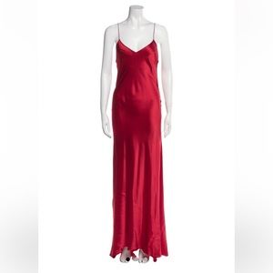 Adriana Iglesias Red Silk Long Dress